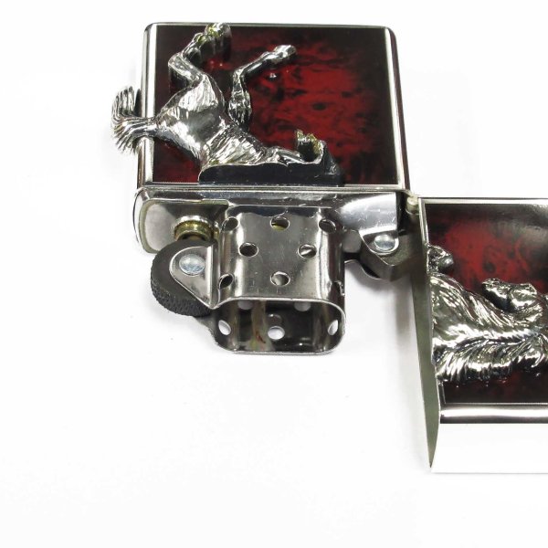 Photo3: Outlet Zippo Winning Whinny Horse Metal Deep Red Silver Plating Japan Limited Oil Lighter (3)