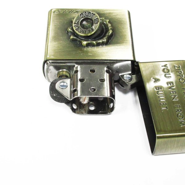 Photo3: Outlet Vintage Zippo 3D Bullet Metal 2003 Oxidized Brass Plating Etching Japan Limited Oil Lighter (3)