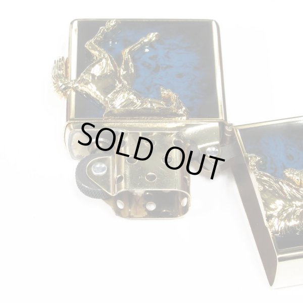 Photo3: Zippo Winning Whinny Atlantic Blue Horse Metal Gold Plating Gold Tank Japan Limited Oil Lighter (3)