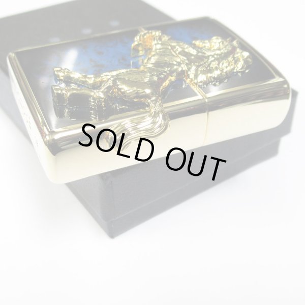 Photo4: Zippo Winning Whinny Atlantic Blue Horse Metal Gold Plating Gold Tank Japan Limited Oil Lighter (4)