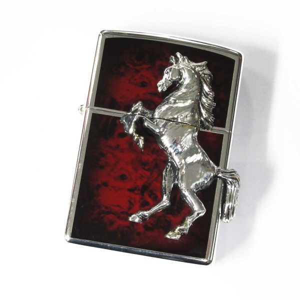 Photo1: Outlet Zippo Winning Whinny Horse Metal Deep Red Silver Plating Japan Limited Oil Lighter (1)