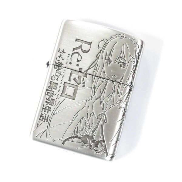 Photo1: Zippo Re:ZERO Starting Life in Another World Emilia Oxidized Silver Plating 3-Sides Etching Japan Limited Oil Lighter (1)