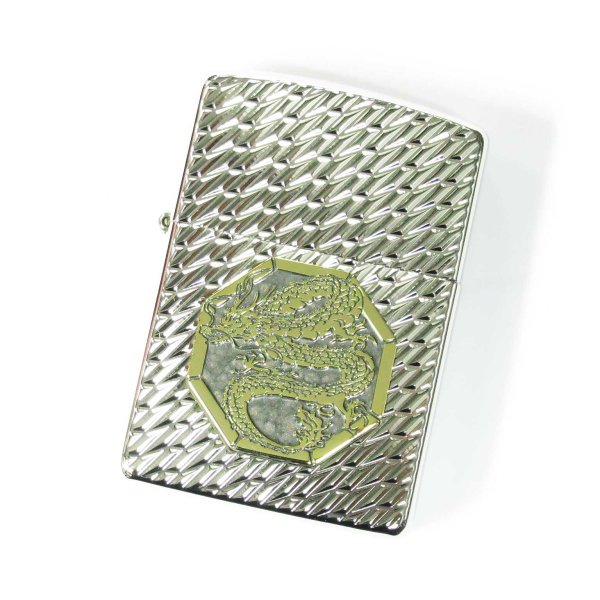 Photo1: Zippo Armor Case Dragon Octagon Metal White Nickel Plating Japan Limited Oil Lighter (1)