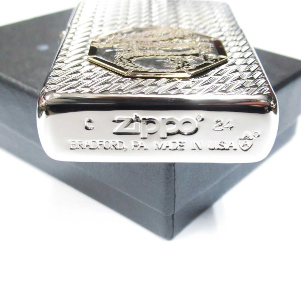 Photo4: Zippo Armor Case Dragon Octagon Metal White Nickel Plating Japan Limited Oil Lighter (4)