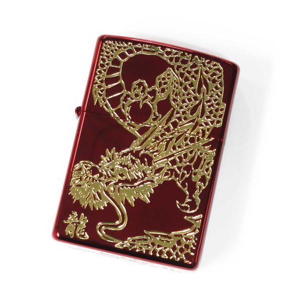 Photo1: Zippo Rampage Dragon Kanji Etching Gold Red Ion Coating Japan Limited Oil Lighter (1)