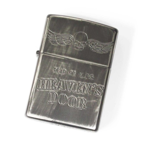 Photo1: Zippo Skull Wing Heaven's Door Etching Used Finish Silver Plating 2011 Japan Limited Oil Lighter (1)