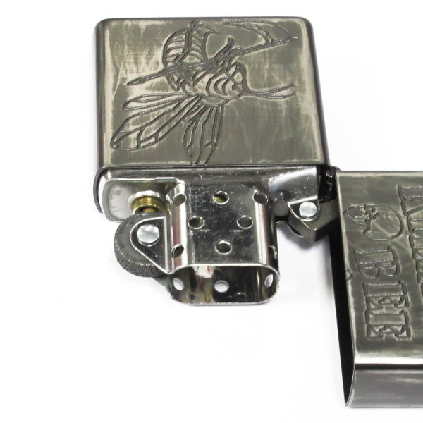 Photo3: Zippo Skull Killer Bee Etching Used Finish Silver Plating 2011 Japan Limited Oil Lighter (3)