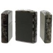 Photo1: Zippo Armor Case Water Stream 3-sides Etching Shine Ray Cut Black Nickel Mirror Plating Japan Limited Oil Lighter (1)