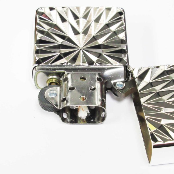 Photo3: Zippo Armor Case Diamond Cut Both Sides Design Silver Plating Japan Limited Oil Lighter (3)