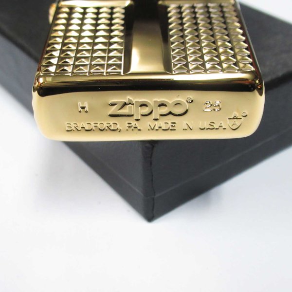 Photo6: Zippo Armor Case Diamond Cut Cross 4-sides Design Gold Plating Gold Tank Japan Limited Oil Lighter (6)