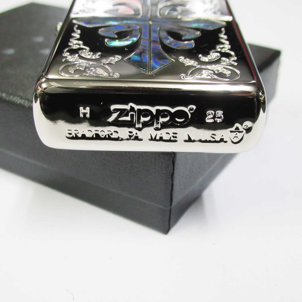 Photo4: Zippo Armor Case Cross Shell Inly Both Sides Etching Silver Plating Japan Limited Oil Lighter (4)