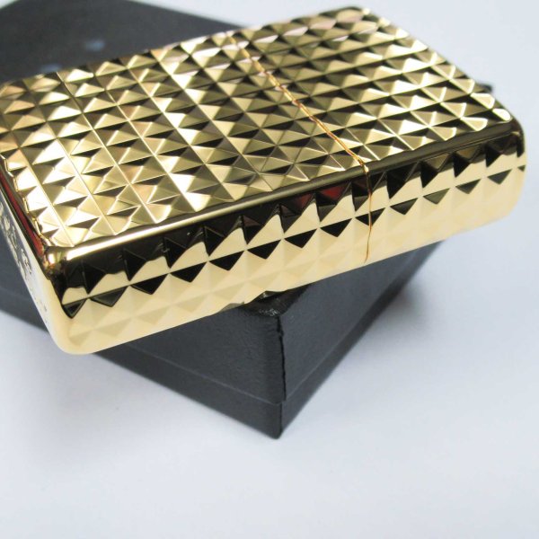 Photo4: Zippo Armor Case Diamond Cut 4-sides Design Gold Plating Gold Tank Japan Limited Oil Lighter (4)
