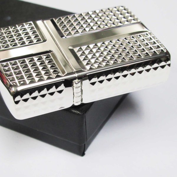 Photo5: Zippo Armor Case Diamond Cut Cross 4-sides Design Silver Plating Japan Limited Oil Lighter (5)