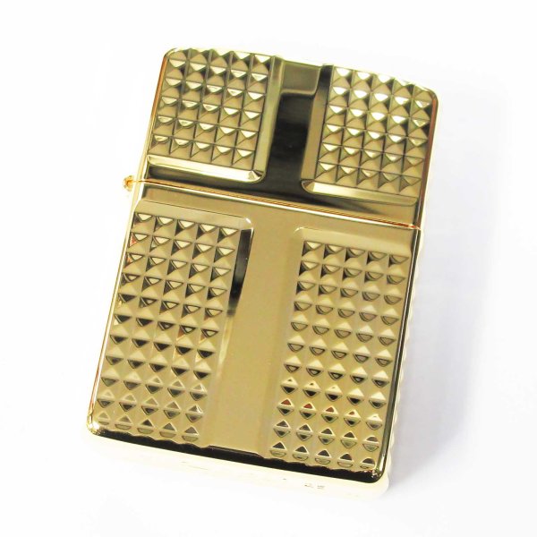 Photo1: Zippo Armor Case Diamond Cut Cross 4-sides Design Gold Plating Gold Tank Japan Limited Oil Lighter (1)