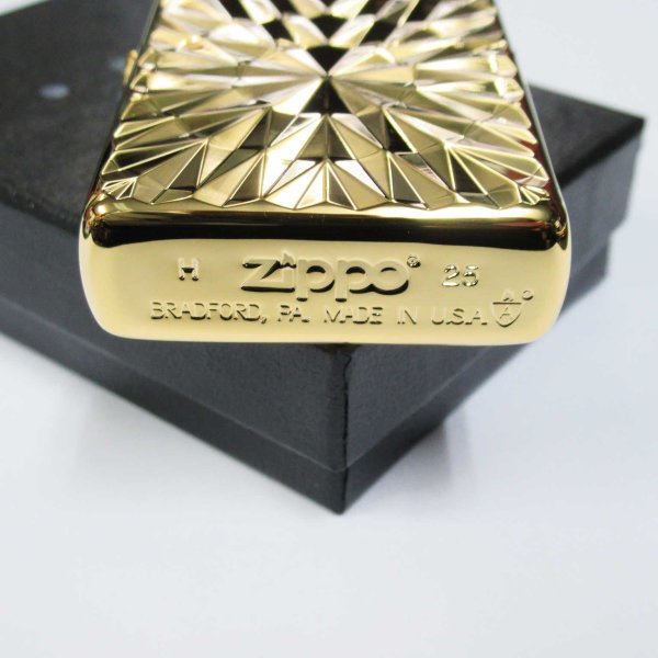 Photo4: Zippo Armor Case Diamond Cut Both Sides Design Gold Plating Gold Tank Japan Limited Oil Lighter (4)