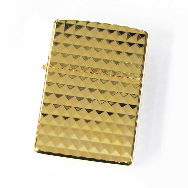 Photo1: Zippo Armor Case Diamond Cut 4-sides Design Gold Plating Gold Tank Japan Limited Oil Lighter (1)