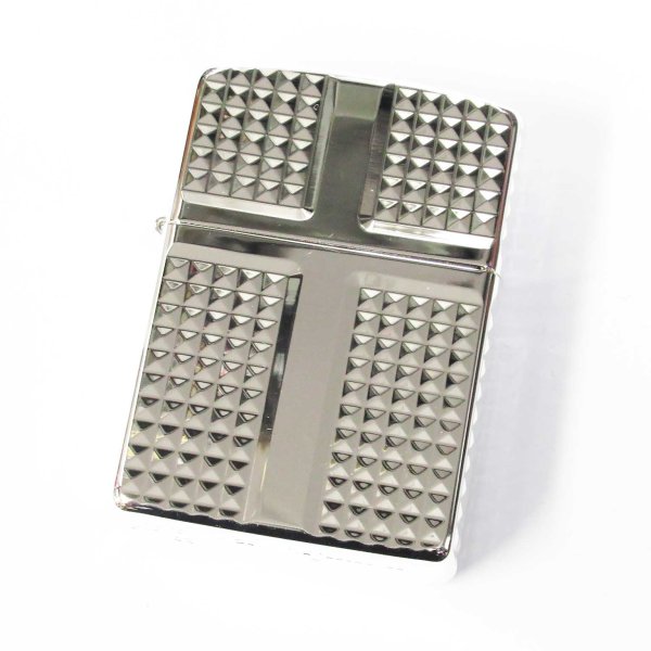 Photo1: Zippo Armor Case Diamond Cut Cross 4-sides Design Silver Plating Japan Limited Oil Lighter (1)