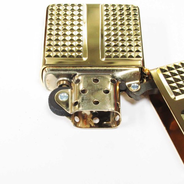 Photo3: Zippo Armor Case Diamond Cut Cross 4-sides Design Gold Plating Gold Tank Japan Limited Oil Lighter (3)