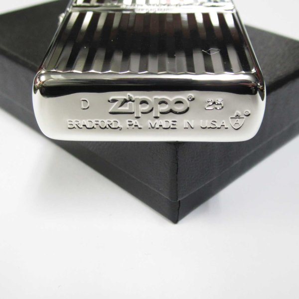 Photo4: Zippo Armor Case Stripe Both Sides Design Logo Etching Silver Plating Japan Limited Oil Lighter (4)