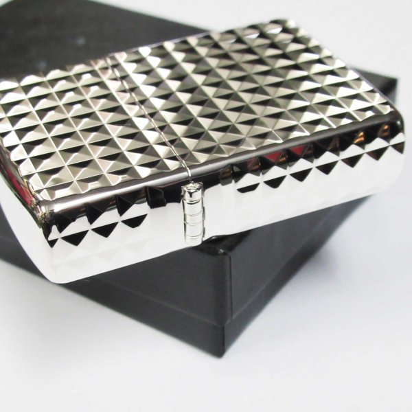 Photo5: Zippo Armor Case Diamond Cut 4-sides Design Silver Plating Japan Limited Oil Lighter (5)