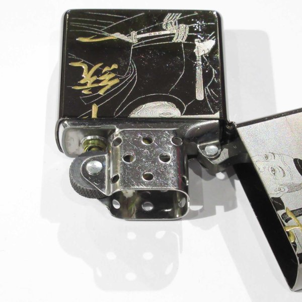 Photo4: Outlet Zippo Sengoku Busho Ieyasu Tokugawa Samurai Kanji 天下統一 徳川家康 Both Sides Etching Black Nickel Japan Limited Oil Lighter (4)