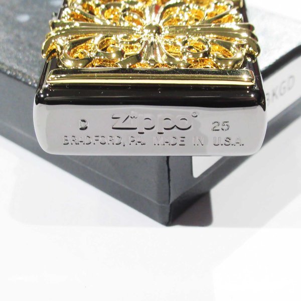Photo4: Zippo Arabesque Cross Metal Black Nickel Gold Plating Japan Limited Oil Lighter (4)