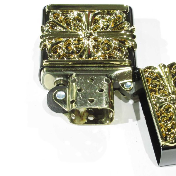 Photo3: Zippo Arabesque Cross Metal Black Nickel Gold Plating Japan Limited Oil Lighter (3)
