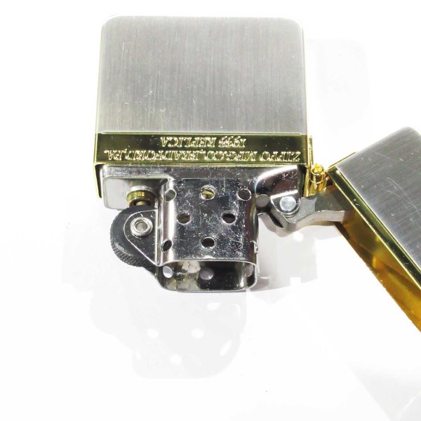 Photo3: Zippo 1935 Replica Mirror Line Silver Gold Plating Etching Japan Limited Oil Lighter (3)