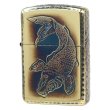 Photo1: Zippo Armor Case Carp Arabesque 5-sides Etching Oxidized Brass Plating Gold Tank Japan Limited Oil Lighter (1)