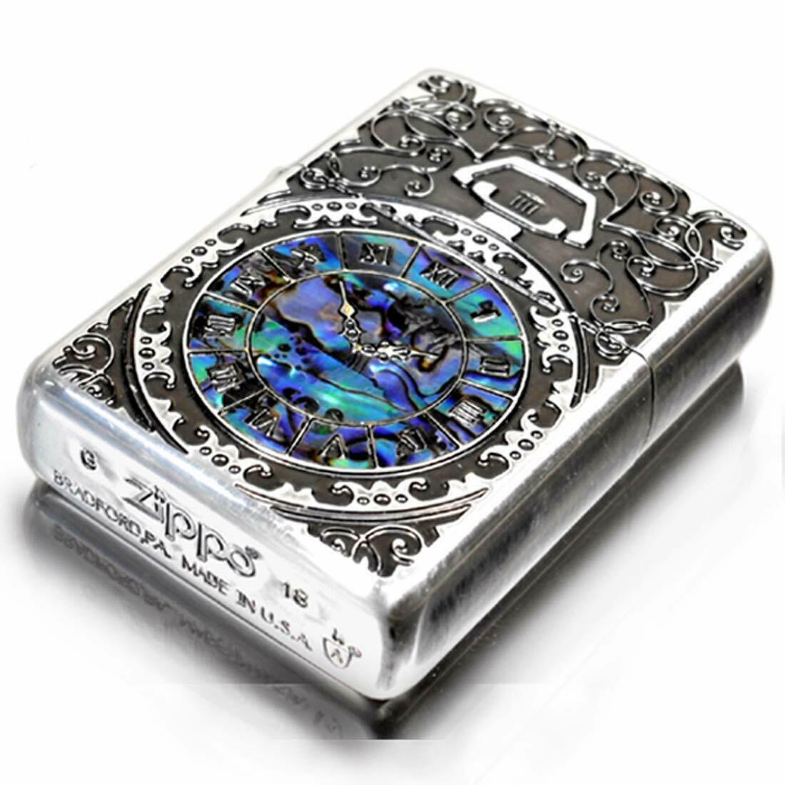 Zippo Armor Case Watch Arabesque Shell Inlay Both Sides Etching