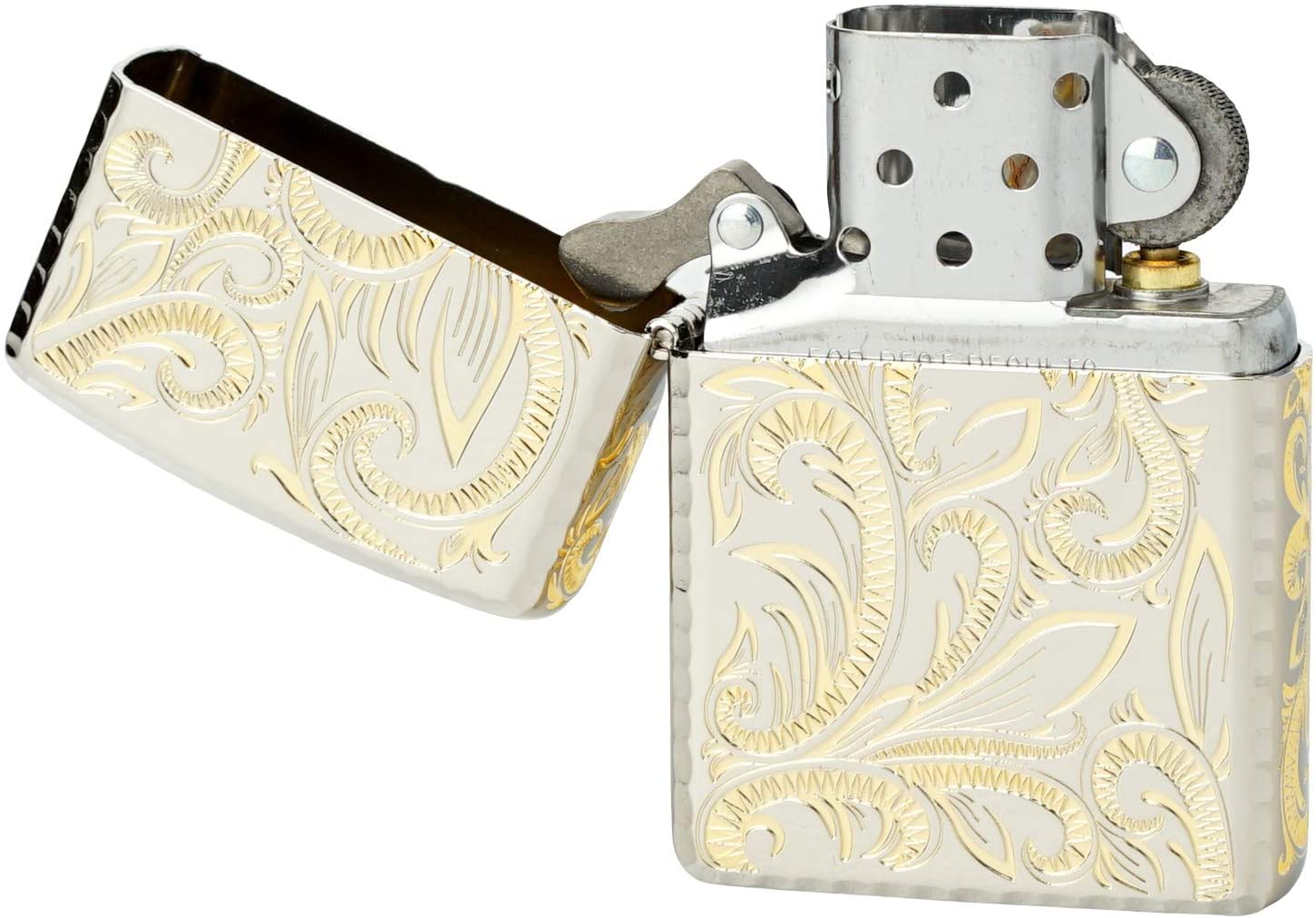 Zippo Armor Case Classic Arabesque Silver Gold 5-Sides Etching