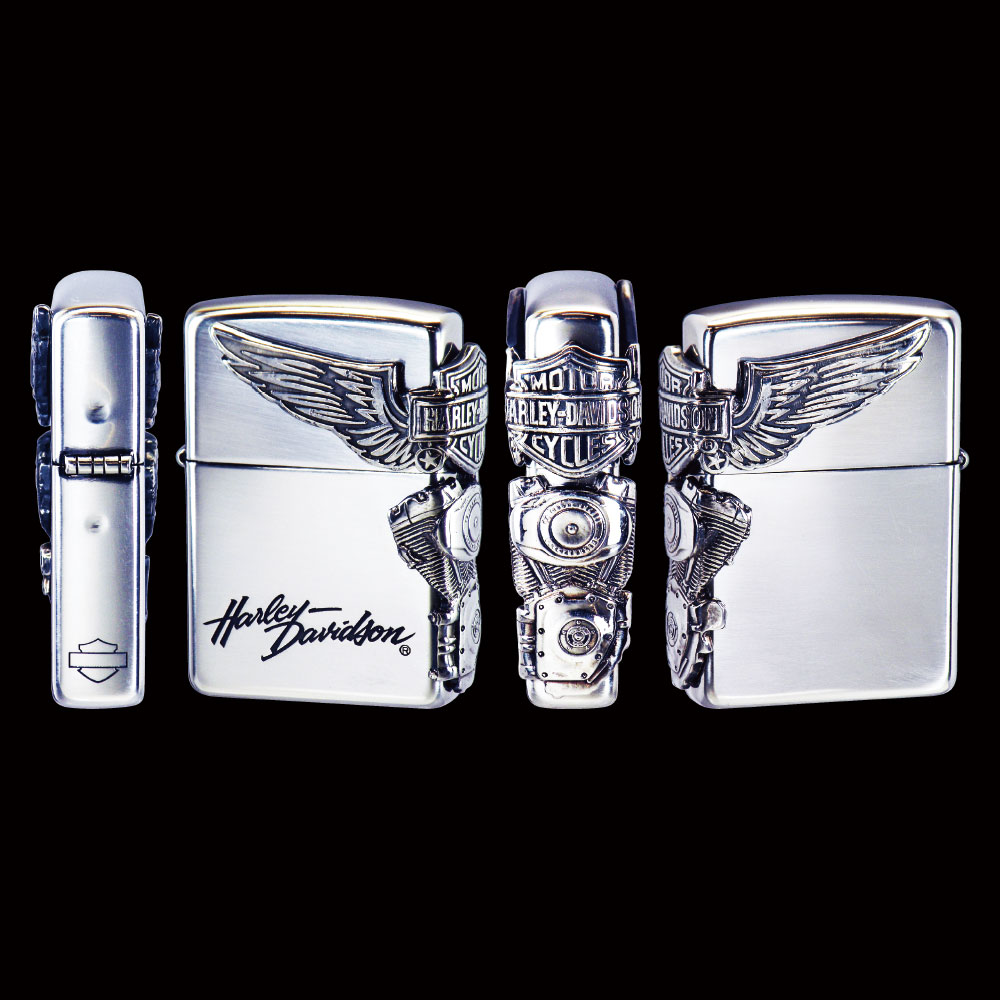 Zippo Sterling Silver Harley Davidson Japan Limited Side Engine Wing  Motorcycle Oil Lighter