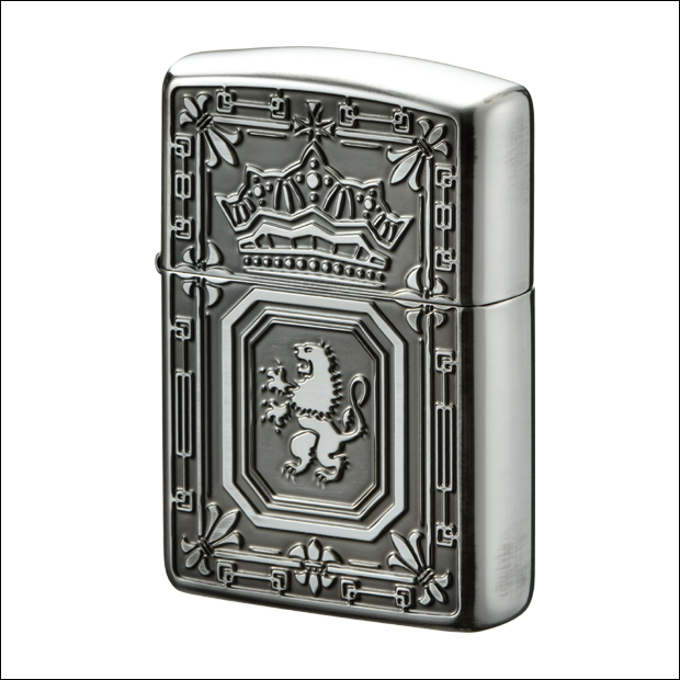 Zippo Armor Case Lion Emblem Both side Deep Etching Silver Plating Japan  Limited Oil Lighter