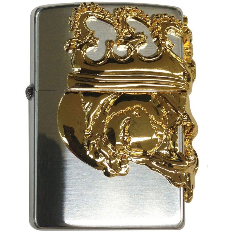 Zippo Skull King Beauty Beast Crown 3-sides Metal Japan Limited Silver Gold  Plating Oil Lighter