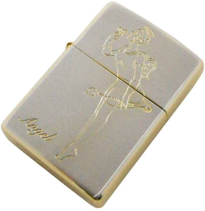 Zippo Windy Angel Girl Both sides Etching Silver Gold Finish Devil Japan  Limited Oil Lighter