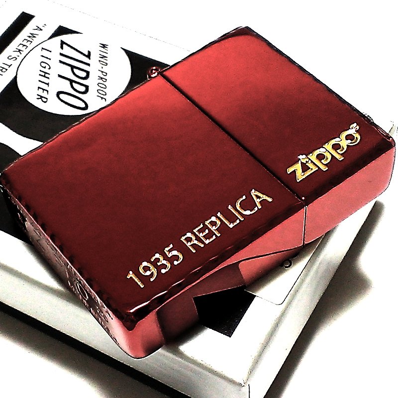 Zippo 1935 Replica Gold Logo Etching Ion Red Japan Limited Oil Lighter