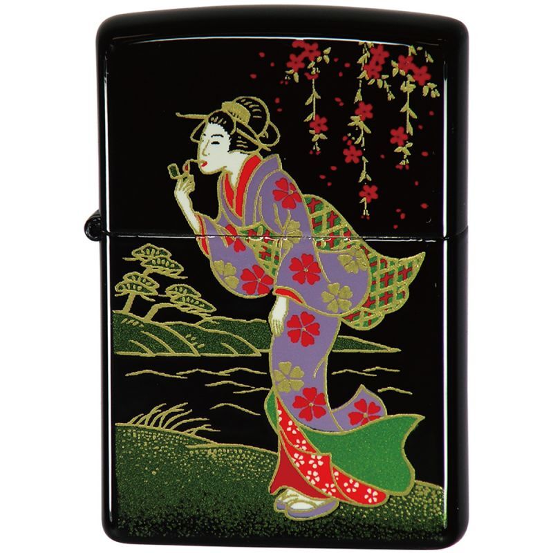 Zippo Windy Girl Ukiyoe Edo Japanese Traditional Kimono Makie Japan Limited Oil Lighter