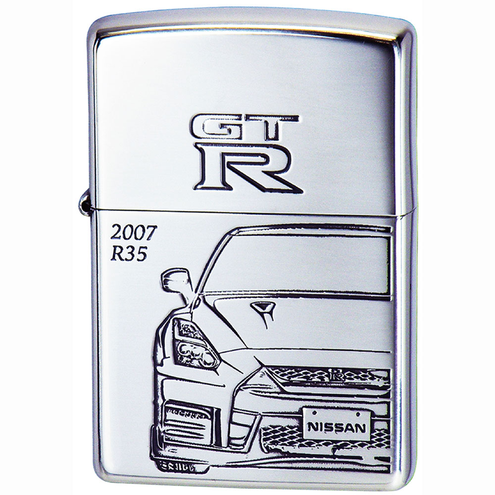 Zippo NISSAN SKYLINE GT-R R35 NISMO Both Sides Etching Oxidized Silver  Plating Japan Limited Oil Lighter