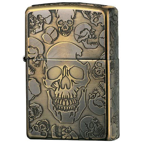 Zippo Mosh Skulls Many Skull 5-side Etching Oxidized Brass Plating Japan  Limited Oil Lighter