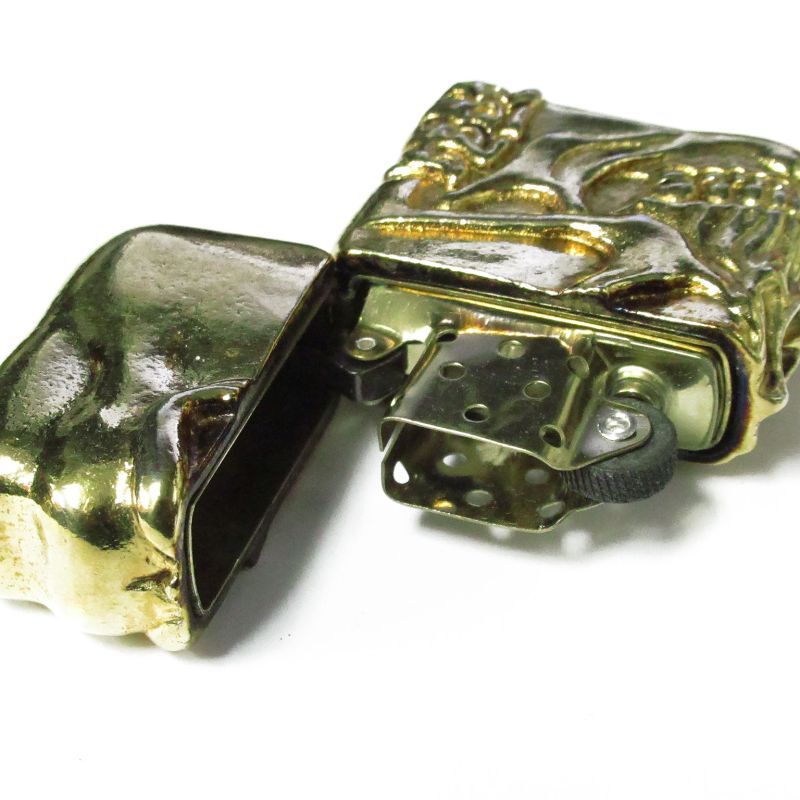 Zippo Big Skull Face Full Metal Jacket Oxidized Gold Plating Japan Limited Heavy Weight Oil Lighter