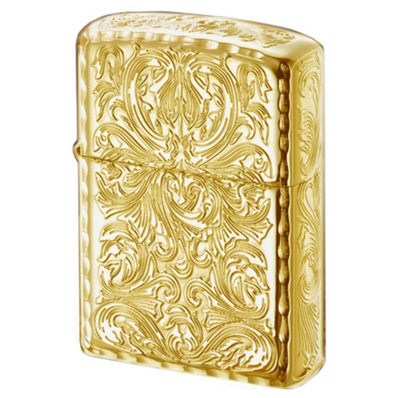 Zippo Armor Case Arabesque Gold Plating 5-Sides Etching Japan Limited  Limited Oil Lighter King2