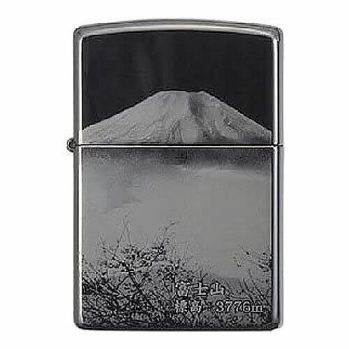 Vintage Zippo Mt.Fuji 3776m Laser Engraving Black Titanium Japan Limited Oil Lighter
