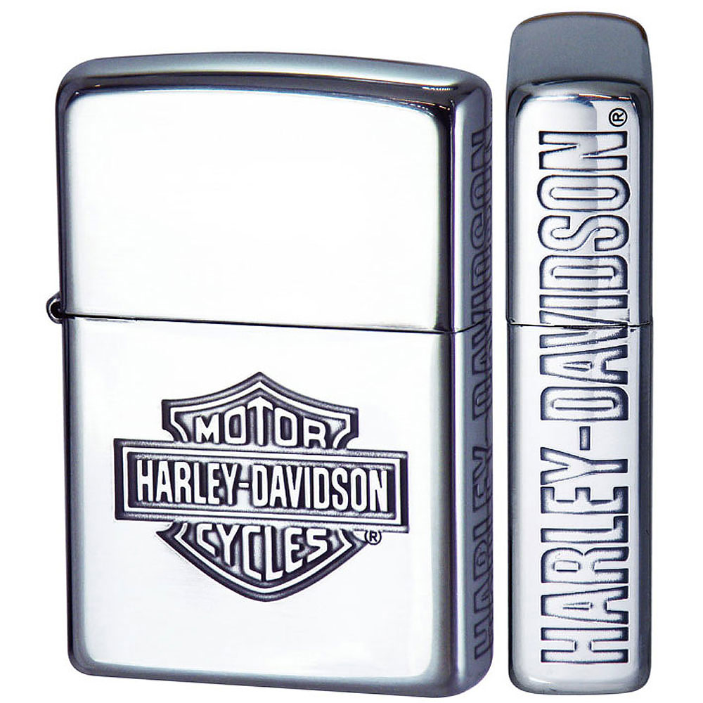 Zippo Harley Davidson Japan Limited Bar Shield Side Logo Etching Silver  Plating HDP-41 Oil Lighter