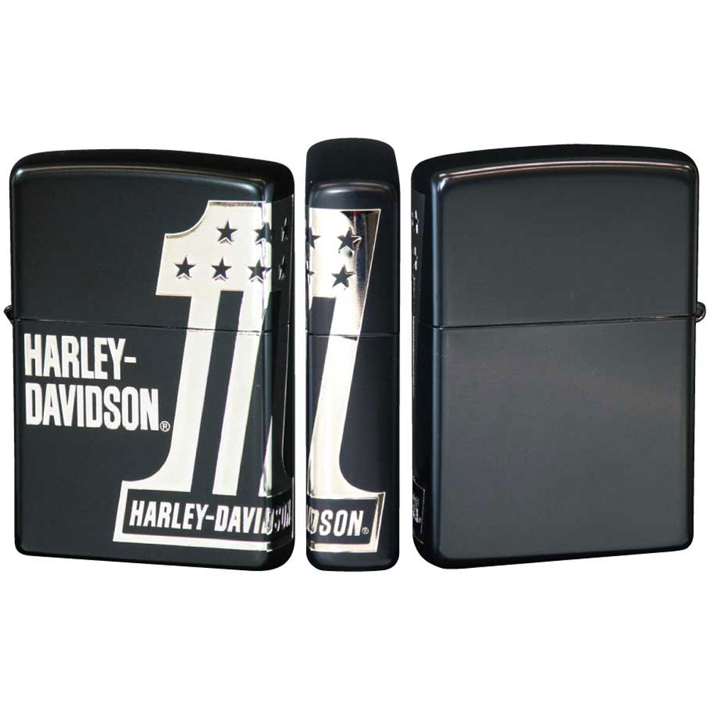 Zippo Harley Davidson Japan Limited No.1 Design 2-sides Etching Matte Black  Silver Plating HDP-31 Oil Lighter