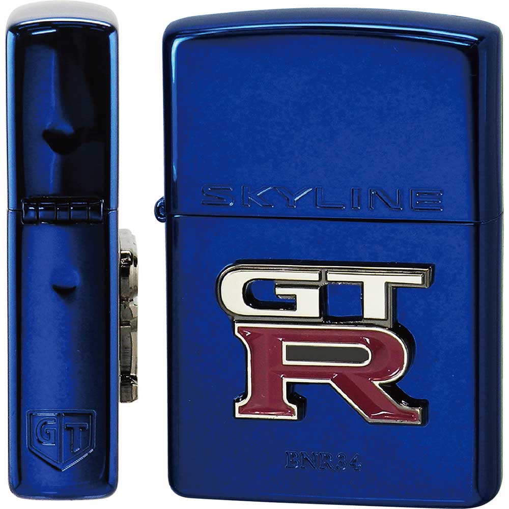 Zippo NISSAN Skyline GT-R BNR34 R34 Emblem Metal Blue Plating Japan Limited  Oil Lighter