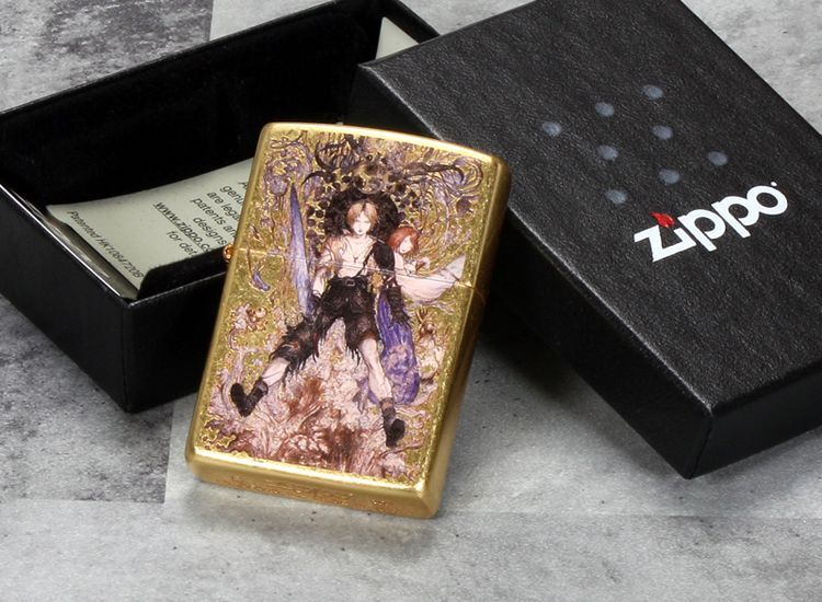 Final Fantasy Zippo Amano Yoshitaka Water Warrior Gold Barrel Plating Both  Sides Etching Japan Limited Oil Lighter