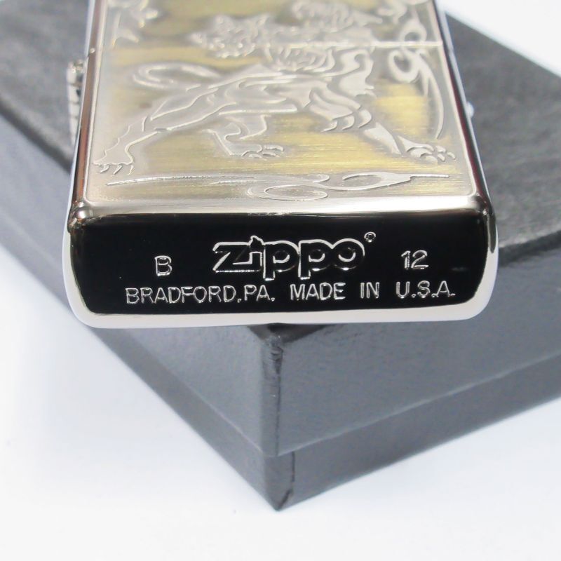 Zippo Cerberus Both Sides Etching Oxidized Silver Brass Plating Japan Limited Oil Lighter