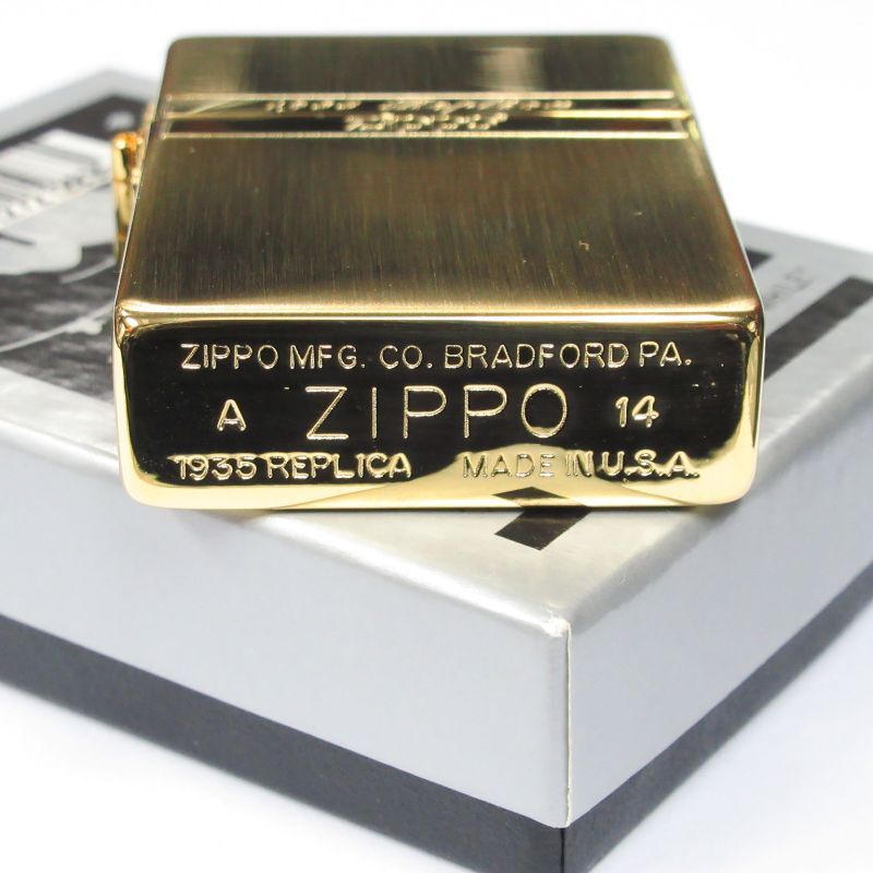 Zippo 1935 Replica Mirror Line Gold Tank Gold Plating