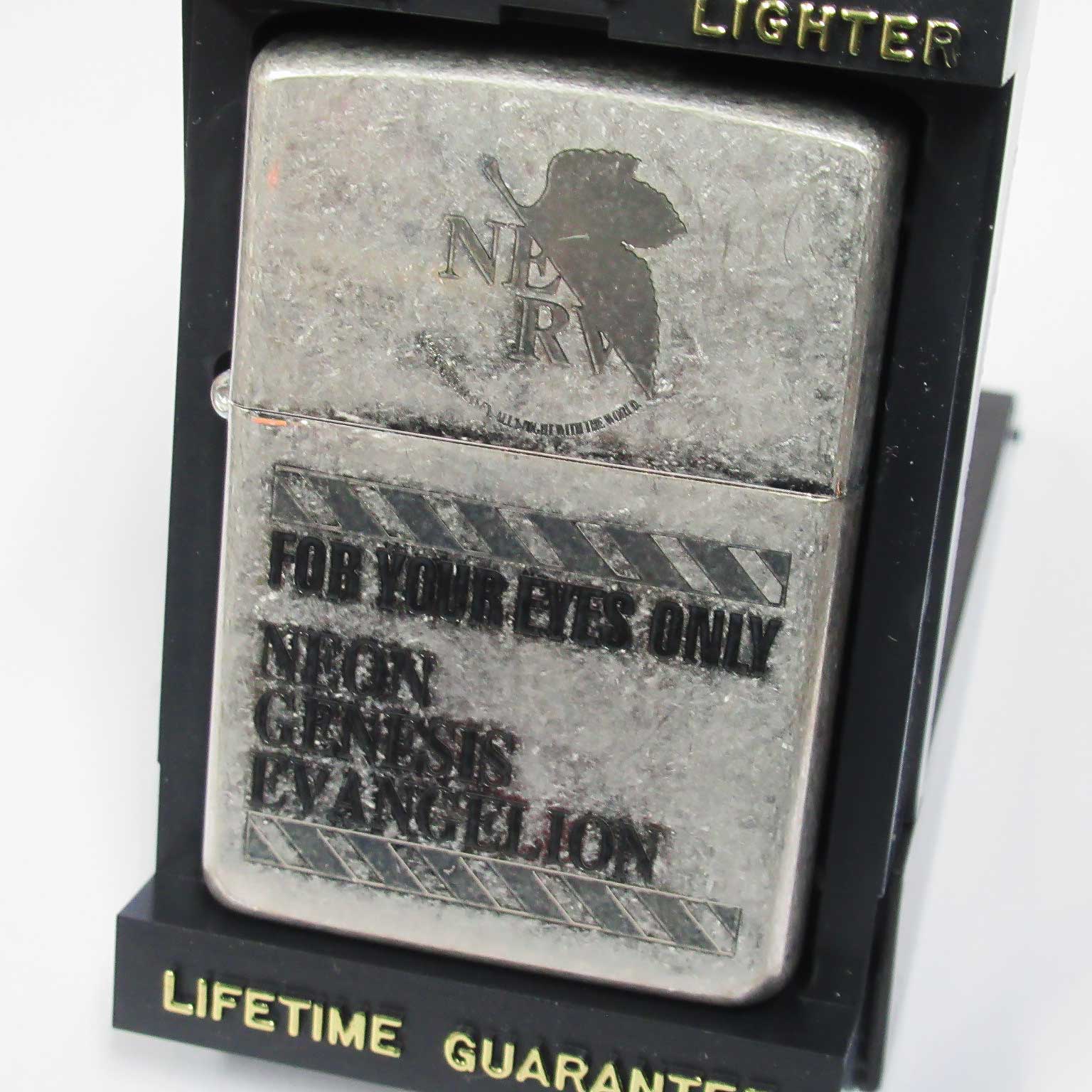 Vintage Zippo Neon Genesis Evangelion Nerv Silver Barrel Finish Japan Limited Oil Lighter