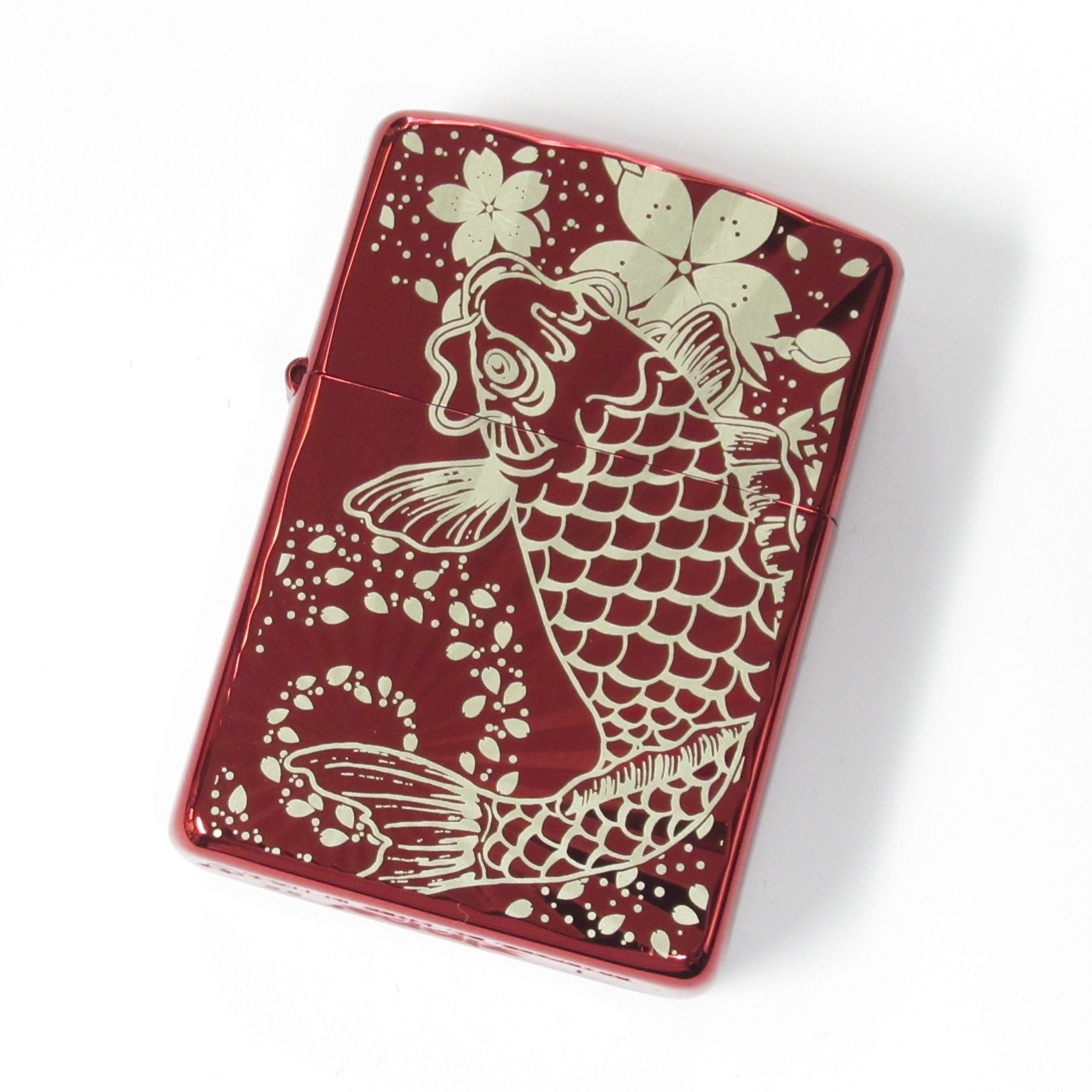 Zippo Armor Case Jumping Carp Sakura Cherry Blossoms Ion Red Japan Limited Oil Lighter